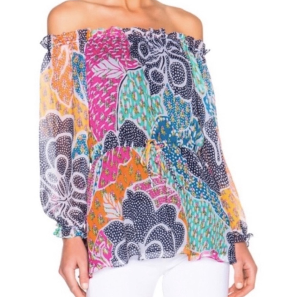DVF Silk Multi color Camila Flower Power Tunic Top